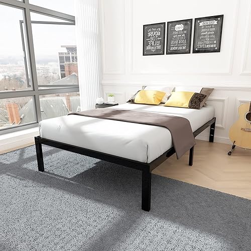 Miniatura 3 de 45MinST - Base de cama resistente de 3600 libras, marco de 14 pulgadas con listones de acero, base de colchón de plataforma reforzada con metal,