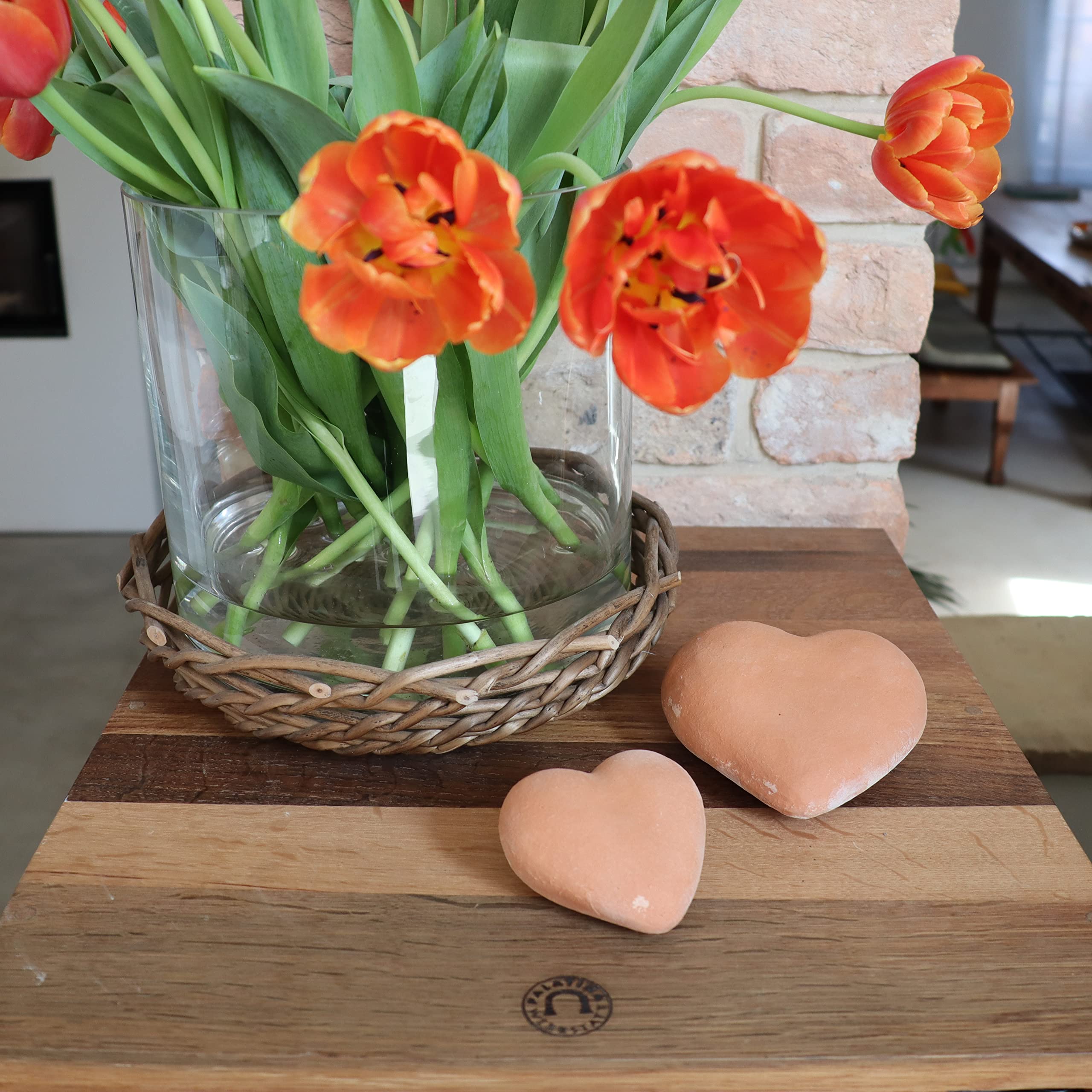 Palatina, cuore in terracotta fatto a mano, assolutamente resistente al gelo, diverse dimensioni, decorazione da giardino per esterni (13 cm)