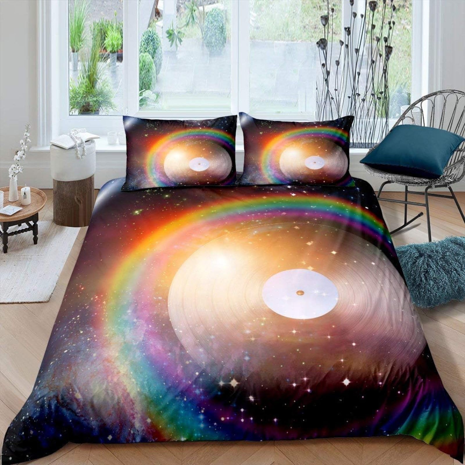Zestaw pościeli z Drogą Mleczną dla dzieci w rozmiarze king size, poszewka na kołdrę z zamkiem błyskawicznym i 2 poszewkami na poduszki 50 x 75 cm, miękka, oddychająca poszewka na kołdrę z