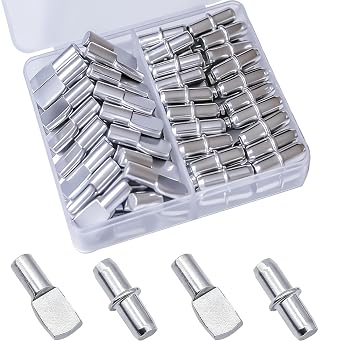 76 Pcs Shelf Pins Kit, 5mm Shelf Pegs Pins, 2 Styles Nickel Plated Shelf Support Pegs,Cabinet Furniture Spoon Shape Support Pegs,Shelf Pins Holders for Kitchen Furniture & Closet