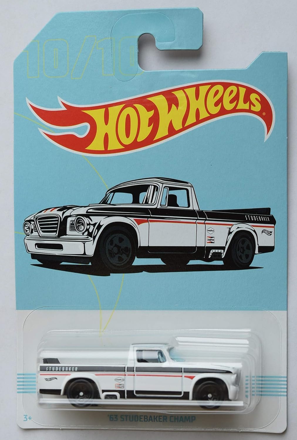 Hot Wheels 1:64 Scale die cast, White/Black '63 Studebaker Champ 10/10