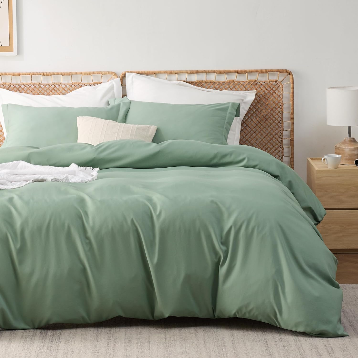 Amazon.com: Bedsure Sage Green Duvet Cover Full Size - Polyester ...
