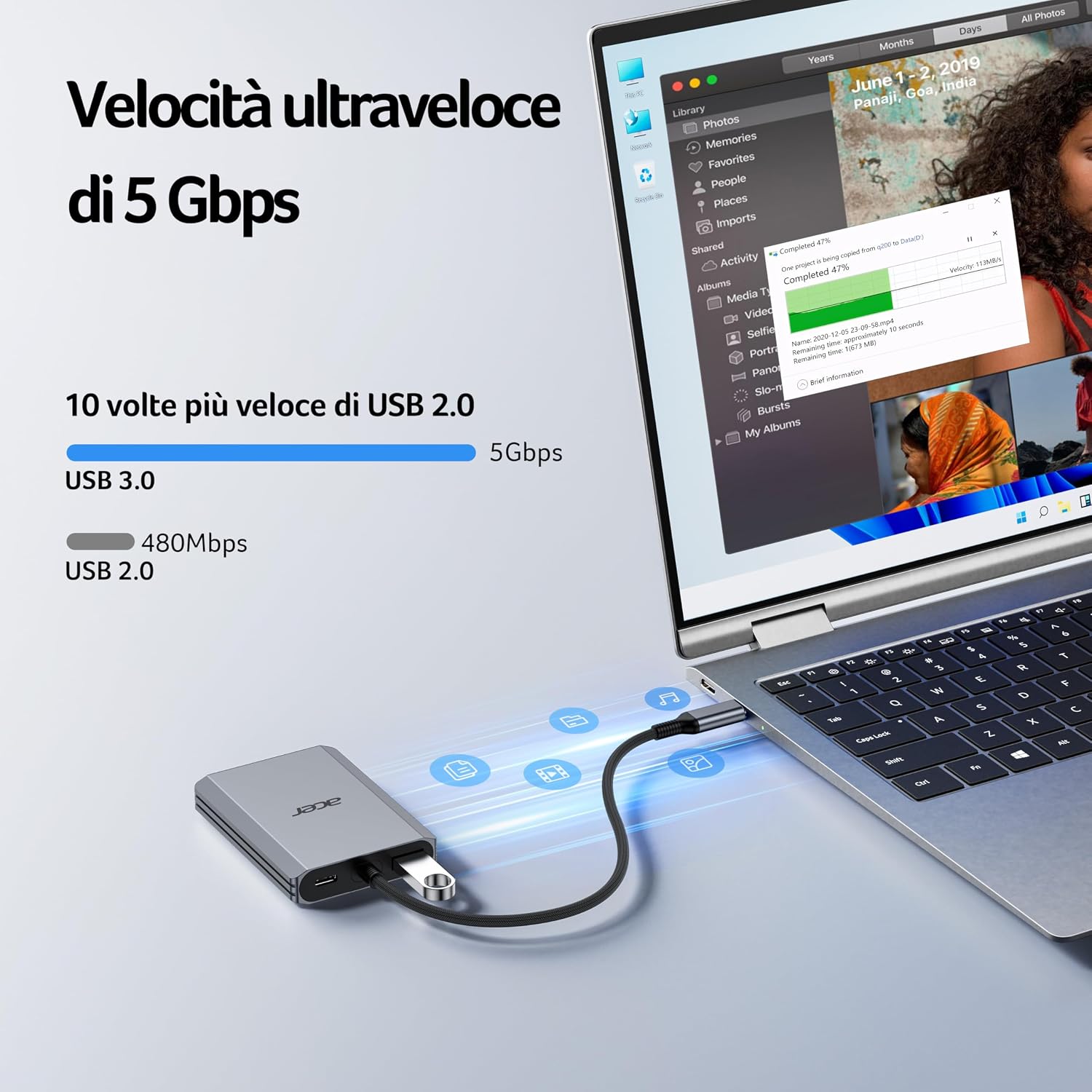 Adattatore USB-C a doppio HDMI 4K@60 Hz - Hub USB - Immagine 3