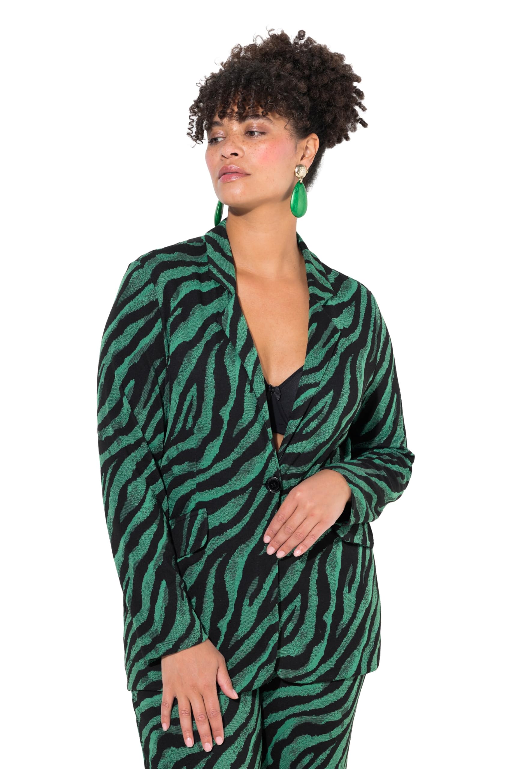 MIAMODA Damen große Größen Übergrößen Plus Size Blazer, schmale Form, Zebramuster 837278