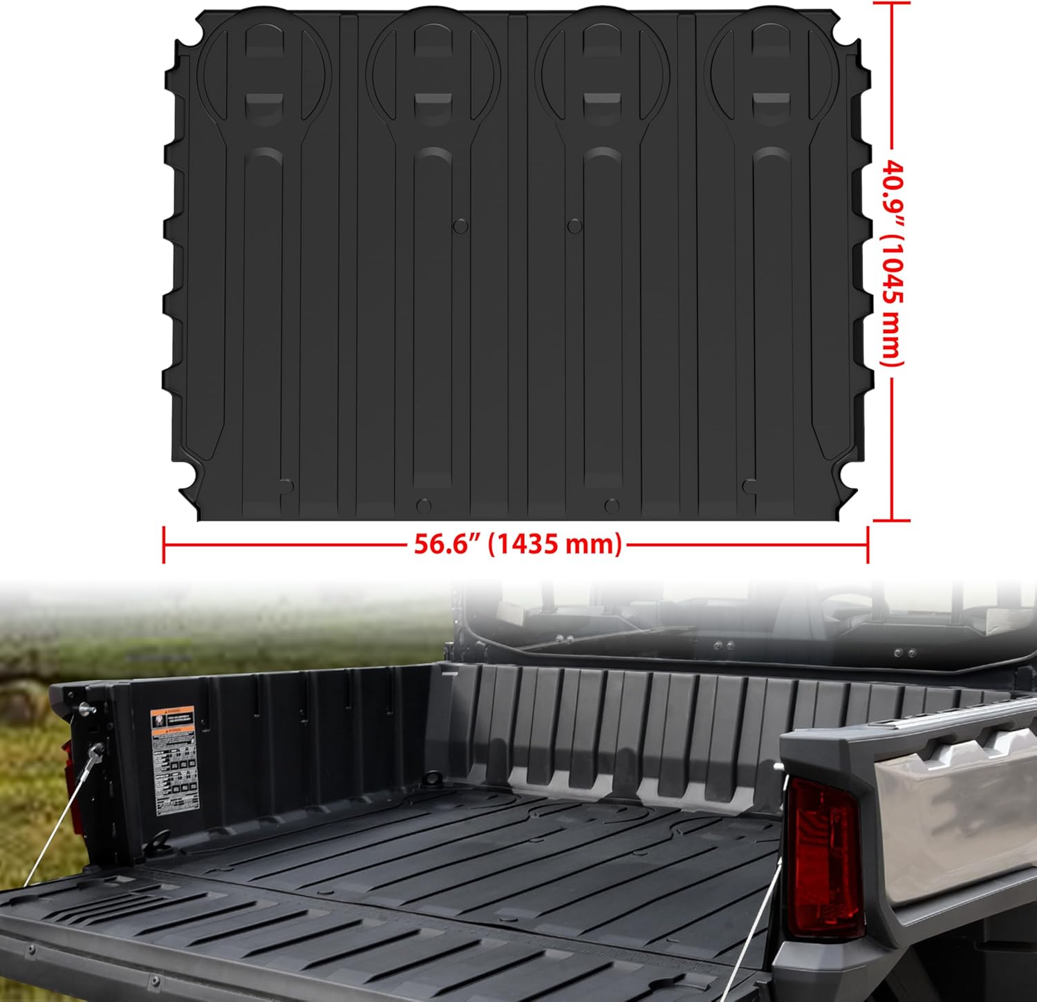 Cargo Bed Mat for Polaris Ranger XD 1500, Rear Rubber Cargo Bed Mat All Weather Protection Slush Liner for Polaris Ranger/Crew XD 1500 2024 2025 Accessories (Replace# 2889106)