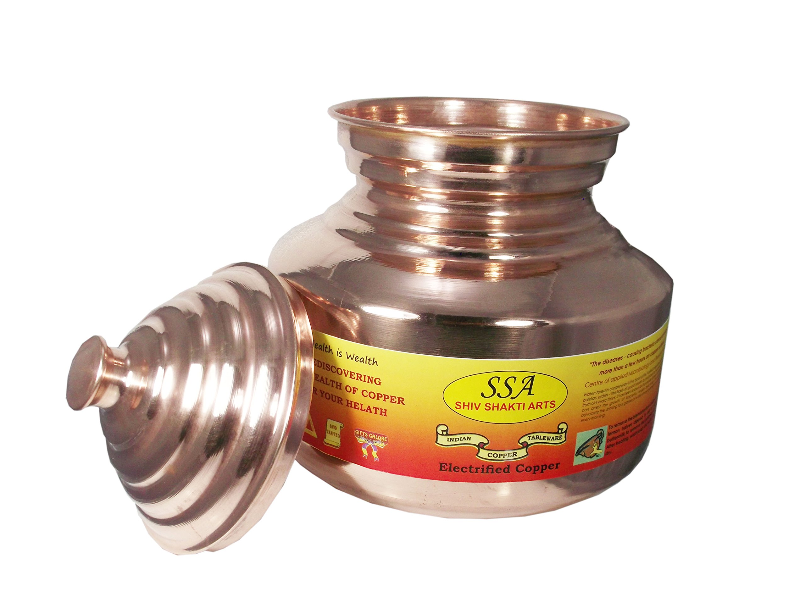 SHIV SHAKTI ARTS Handmade Pure Copper Chari Matka Pot Jaldhara With Lid Capacity 4500 Ml