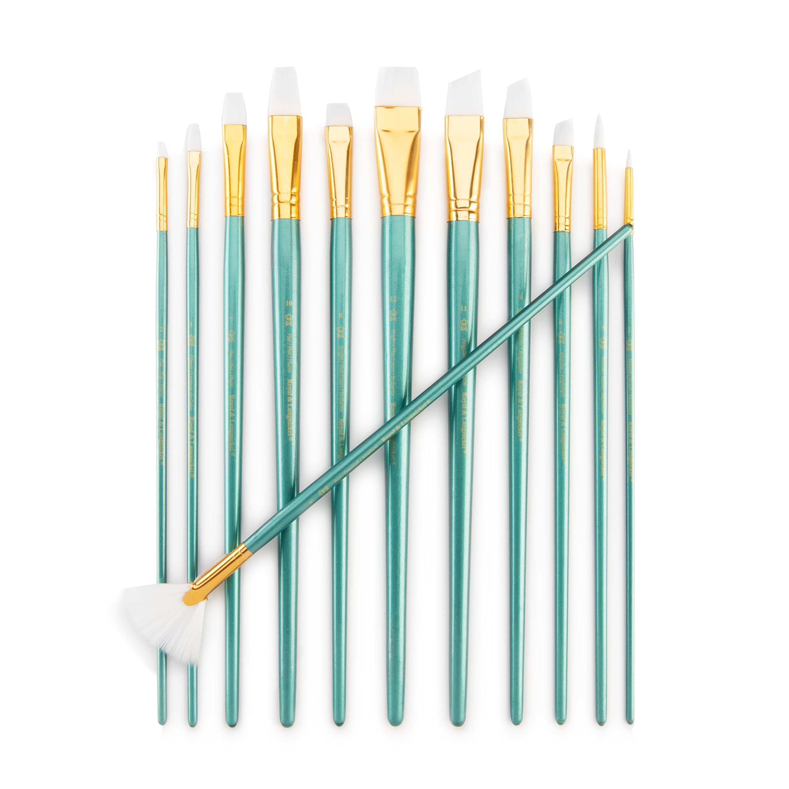 Royal & Langnickel - 9300 Series |10760:Zip N' Close 12-Piece White Taklon Long Brush Set - RSET-9316