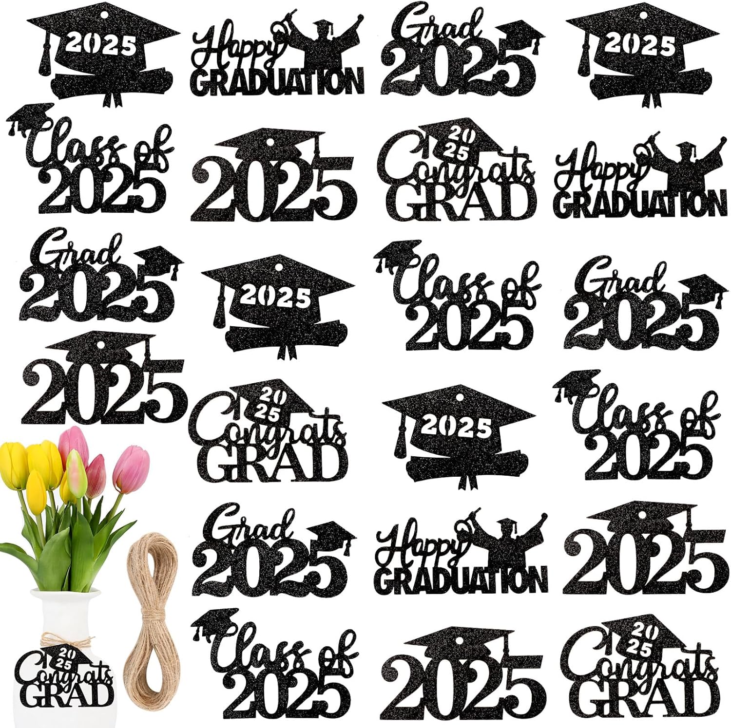 2025 Graduation Confetti - Black & Blue Party Decorations For Grad Parties