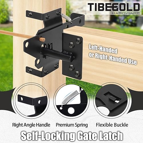 Miniatura 4 de Pestillo de puerta de bloqueo automático para valla al aire libre, montaje en poste resistente, palanca de gravedad, cerrojo de puerta de cierre