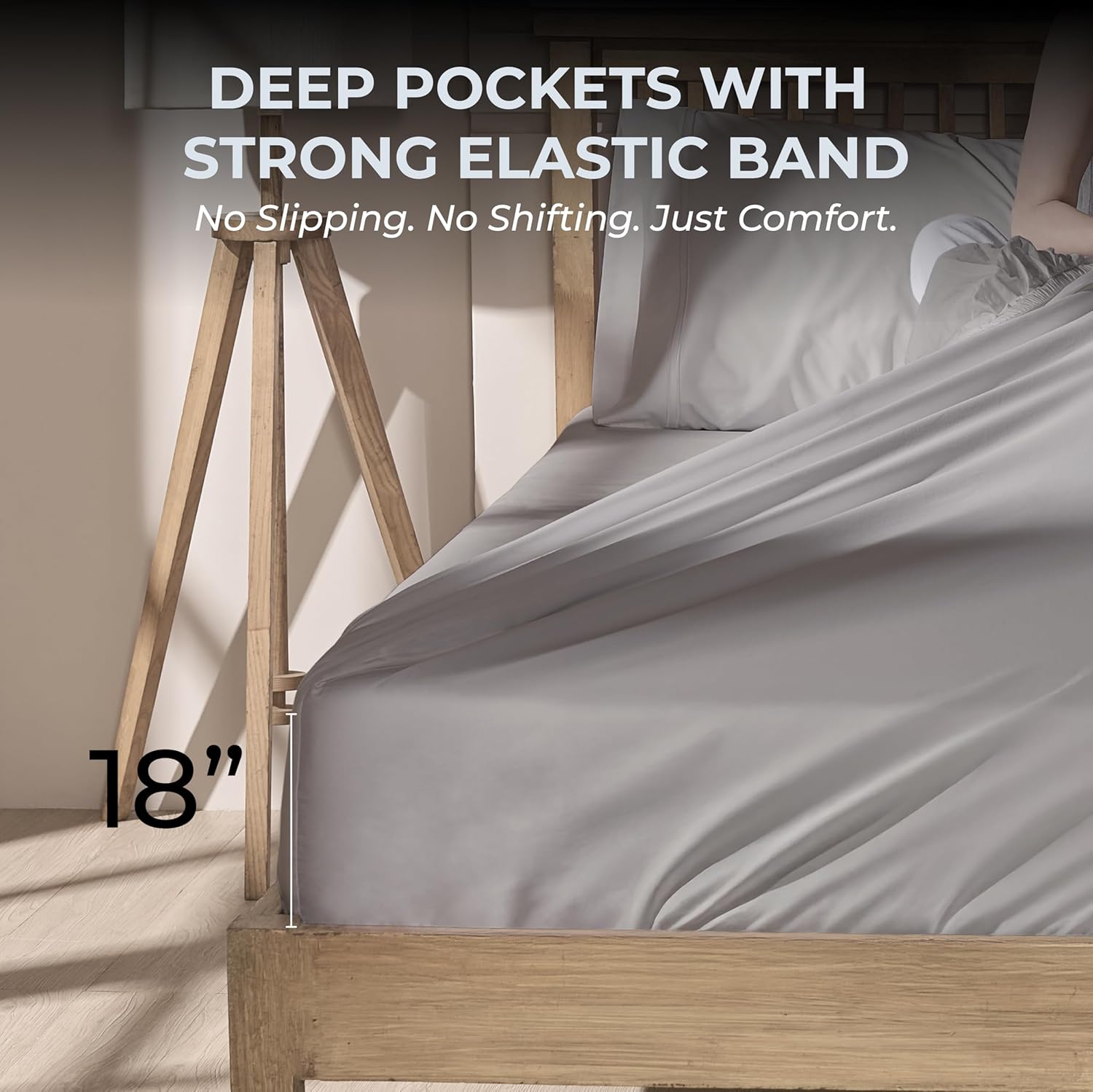 100% Natural Cotton Bed Sheets | 500 TC Single-Ply Sateen Weave Cal King Sheet Set | Breathable & Hypoallergenic Solid 4-Piece Bedding with Deep Pocket Fitted, Flat, Pillowcase | Grey