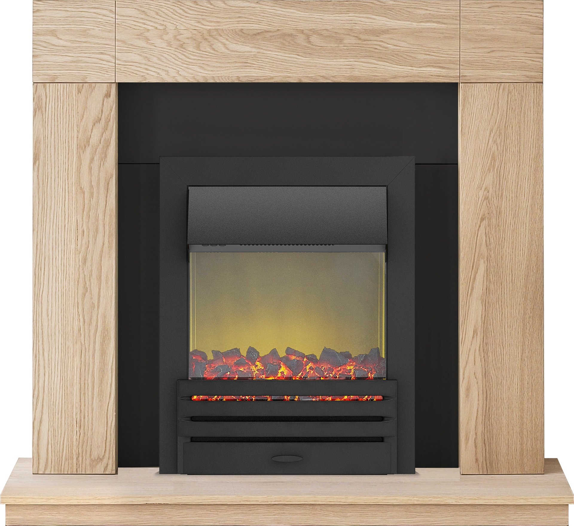 Adam Malmo Fireplace Suite in Oak with Eclipse Electric Fire in Black, 39 Inch