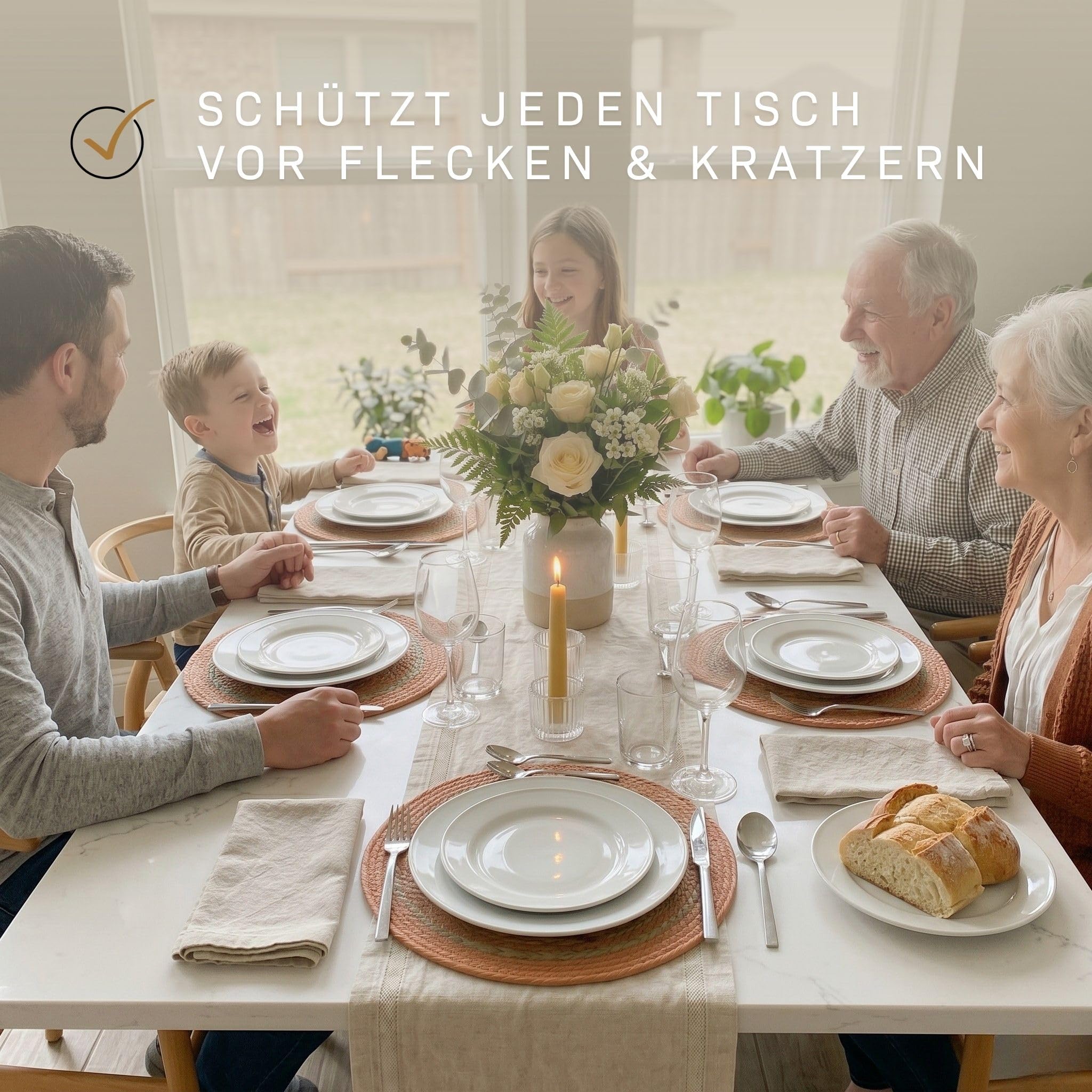 Boho Platzset Rund, Geflochtene Dekounterlage Tischset, Platzmatten Set Esstisch, 36cm Orange 8 Stück