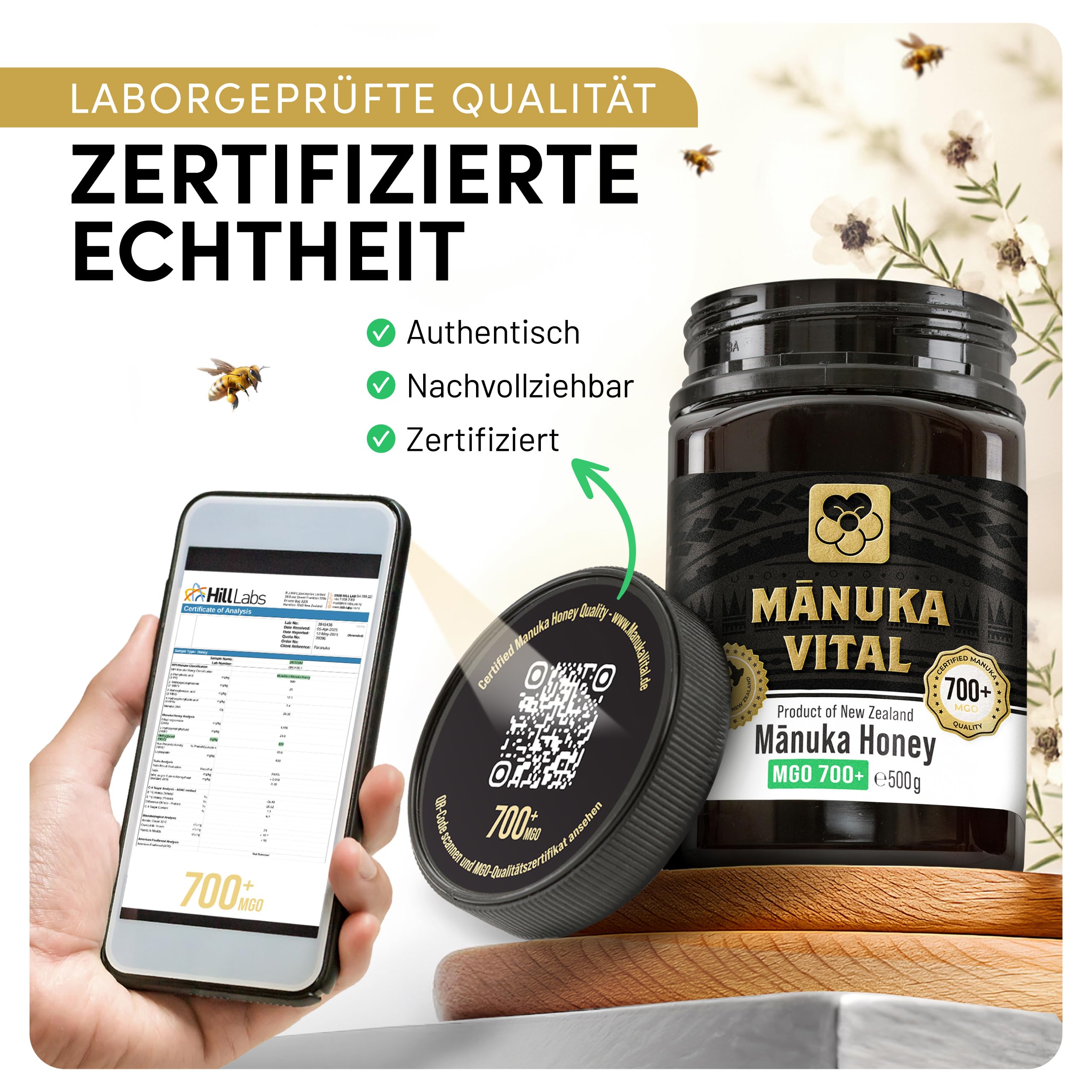 Manuka Vital MGO 700+ - Echter Manuka Honig 700 - In Neuseeland abgefüllt