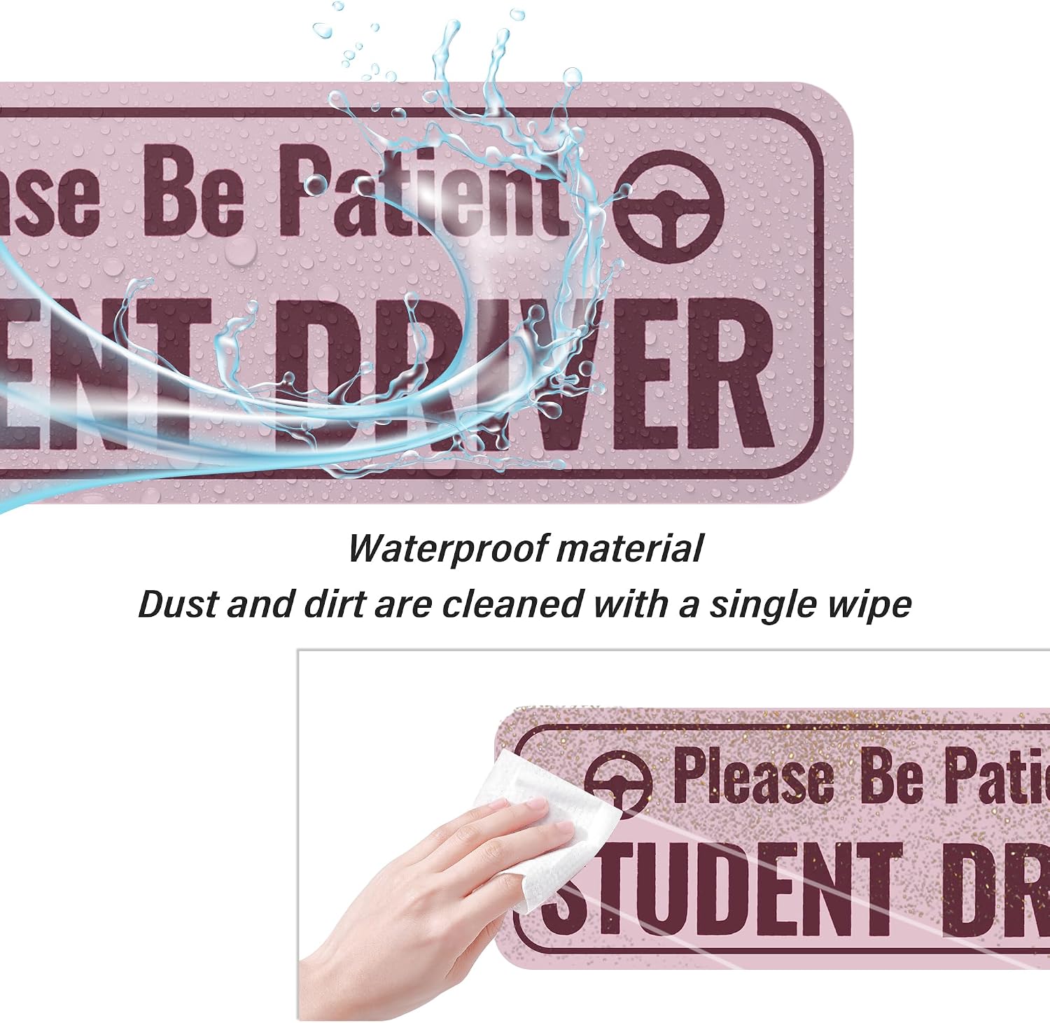 2PCS Student Driver Magnet for Car,Highly Reflective Student Driver Sticker for Car Door/Trunk/Hood/Bumper,Universal Removable Please Be Patient New Driver Magnet for Car (Light Pink) image 4