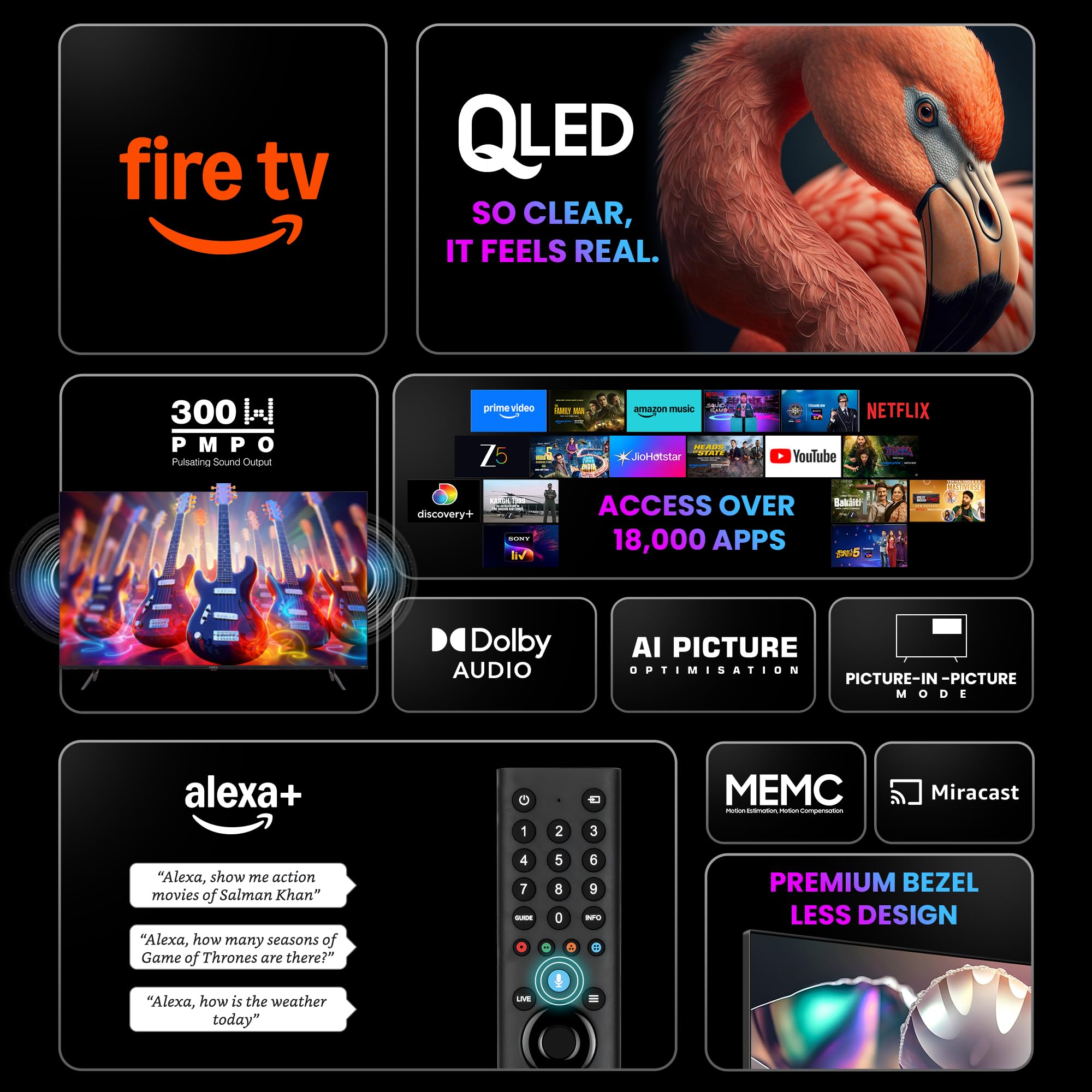 Onida 108 cm (43 inch) QLED Ultra HD 4K Smart Fire TV Q43UFD — Amazon image 3