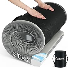 Sinweek Memory Foam Camping Mattress Pad, CertiPUR-US Waterproof Portable Roll Up Mattress Topper for Adults, Cot Mattress Pad Car Van Sleeping Mat Pad with Carrying Bag