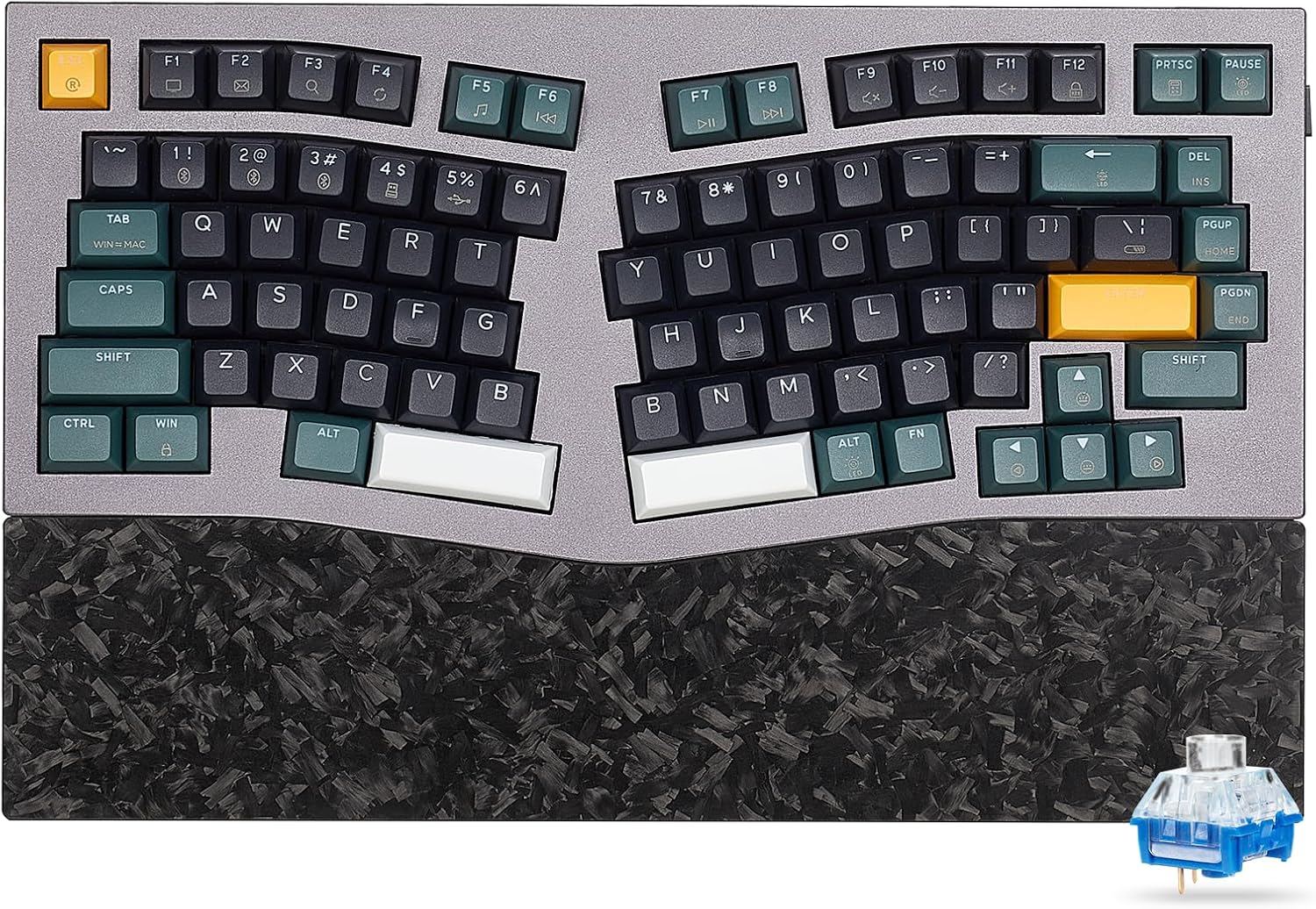 Hexgears F2 - Aluminum Custom Mechanical Keyboard, Split Alice 83 Key Layout Ergonomic Keyboard, Hot Swappable Slient Linear Switch, BT5.0/2.4GHz/USB-C, RGB Backlit with Wrist Rest for Win/Mac