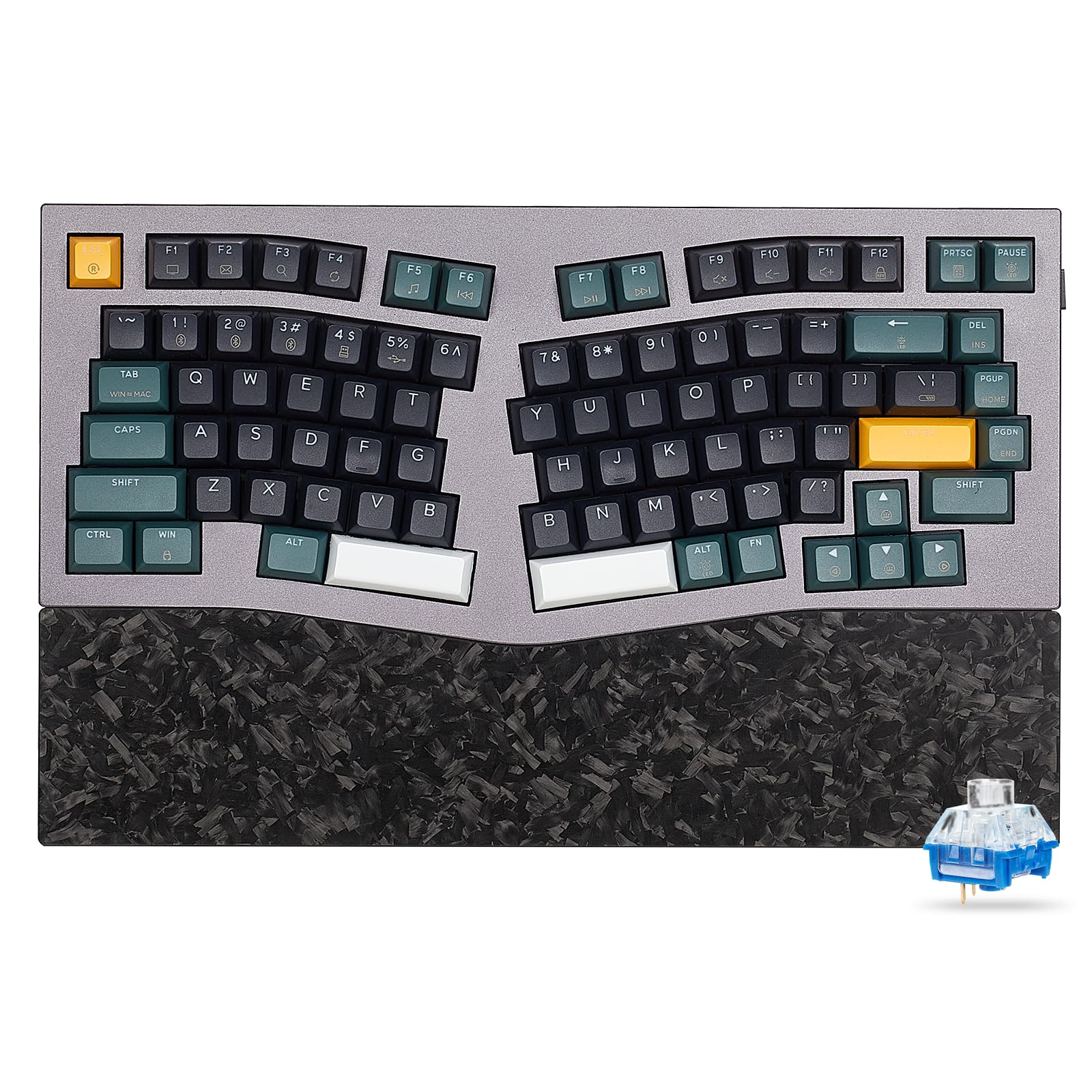 Hexgears F2 - Aluminum Custom Mechanical Keyboard, Split Alice 83 Key Layout Ergonomic Keyboard, Hot Swappable Slient Linear Switch, BT5.0/2.4GHz/USB-C, RGB Backlit with Wrist Rest for Win/Mac