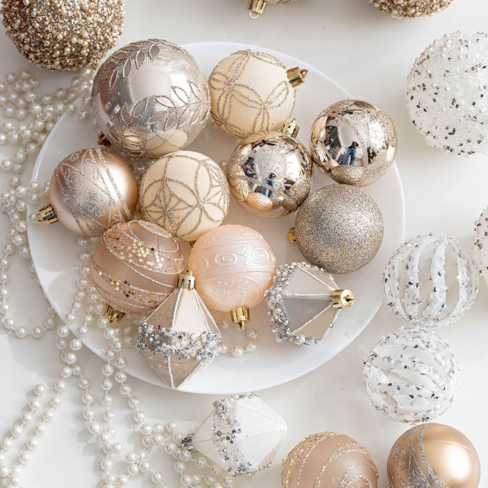 Palline di Natale, 20 palline di Natale decorative da 60 mm/2,36'' in plastica infrangibile appendere for decorazioni for l'albero(Champagne)
