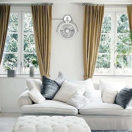 Miniatura 9 de Parrot Uncle Ventiladores de montaje en pared, ventilador de techo con brazo plegable con enchufe, 10 pulgadas, blanco