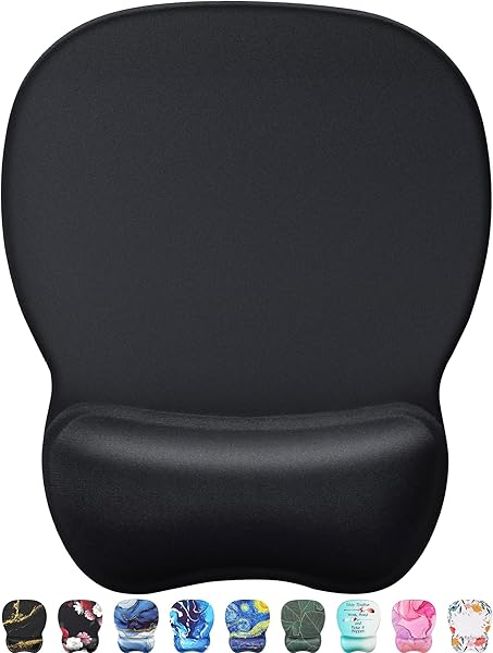 MROCO Ergonomic Mouse Pad with Gel Wrist Rest, Smooth Wrist Support Surface, Non-Slip PU Base for Pain Relief, Comfortable Mousepad for Computer, Laptop, Office & Home, 9.4 x 8.1 in, Black