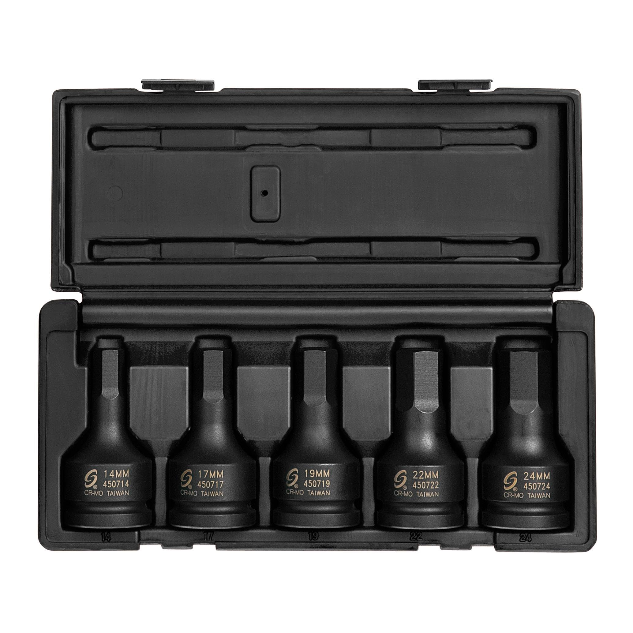 SUNEX TOOLS 4507, 3/4 Inch Drive Impact Hex Driver Set, 5-Piece