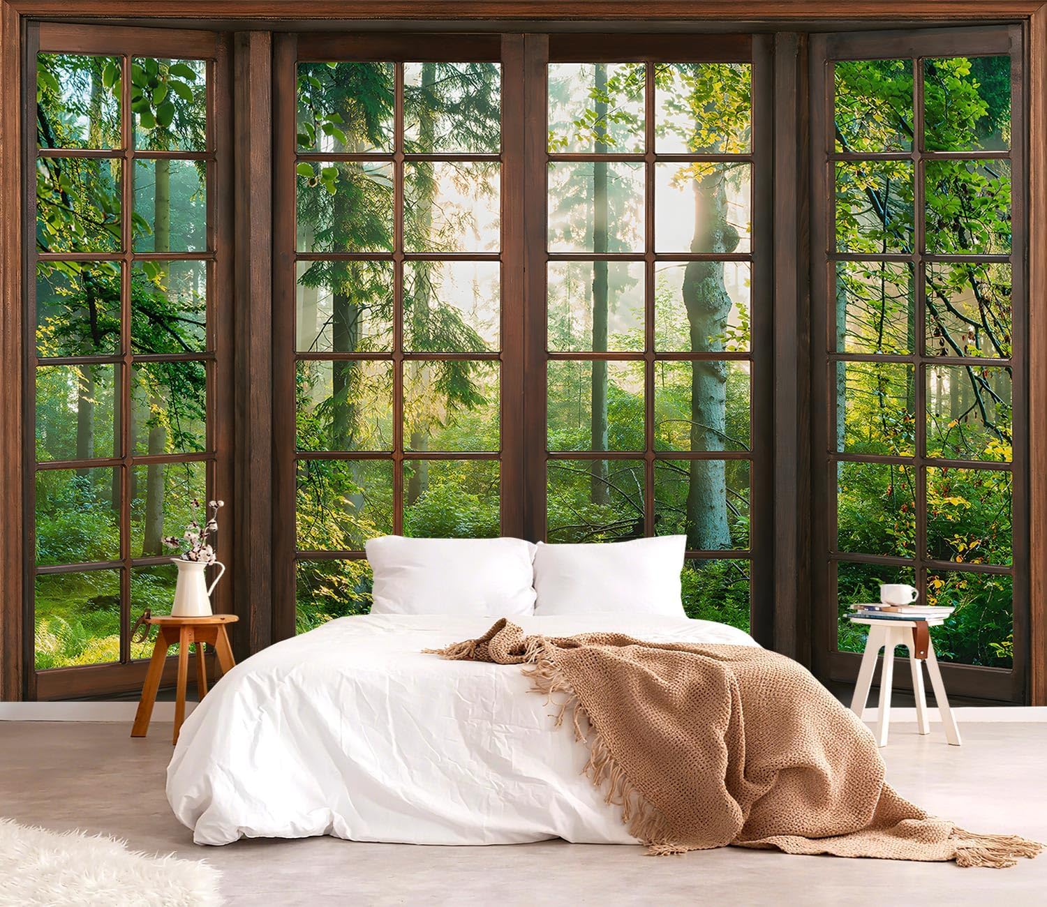 YQWDMX - 3D Green Forest Peel and Stick Wallpaper Window Mural for Bedroom ZY06 S
