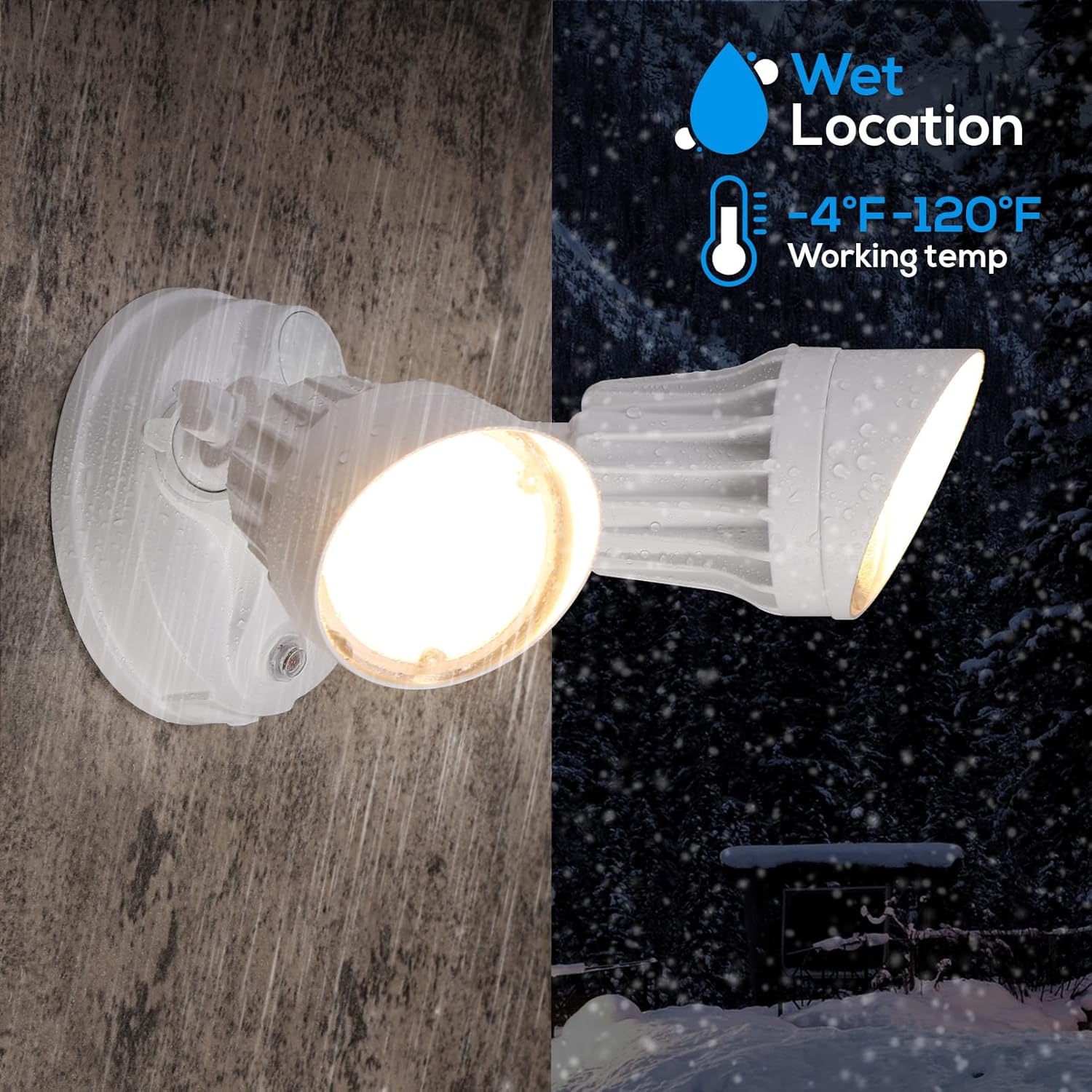 LEONLITE 3CCT Dusk to Dawn LED Security Lights, Adjustable Dual-Head Flood Light Outdoor with Photocell, 3000K/4000K/5000K Selectable, 25W(200W Equiv.), Wet Location, Aluminum, ETL Listed, White