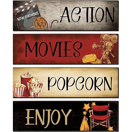 Movie Wall Decor Rustic Movie Room Wall Decor 11 x 3 Inches