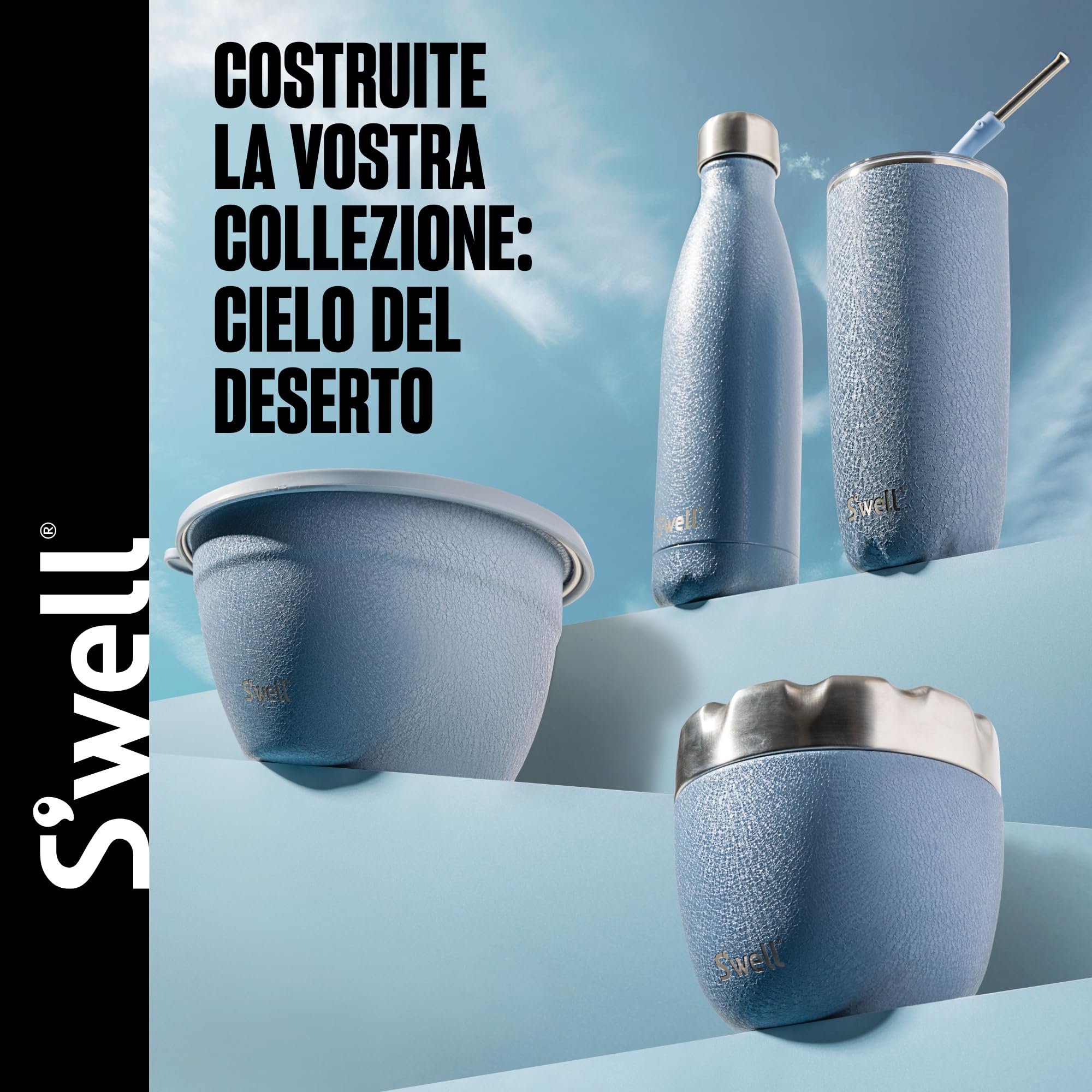S'well - Borraccia in acciaio inox, 500 ml, motivo Desert Sky, con contenitore isolante sottovuoto a triplo strato, mantiene le bevande fredde per 36 ore e calde per 18, senza BPA