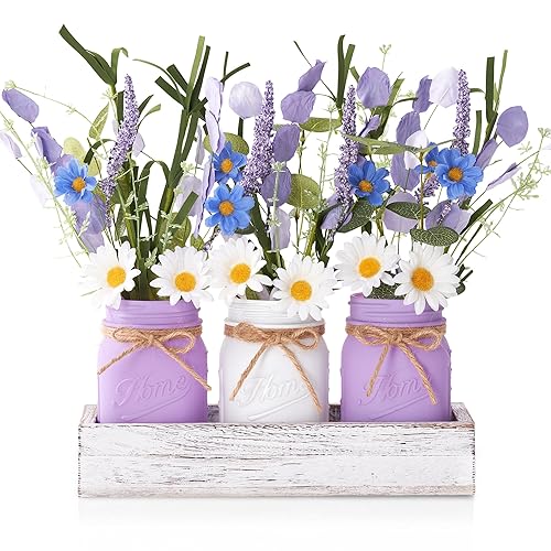 Mason Jar Spring Easter Centerpieces for Tables, Table Decor with