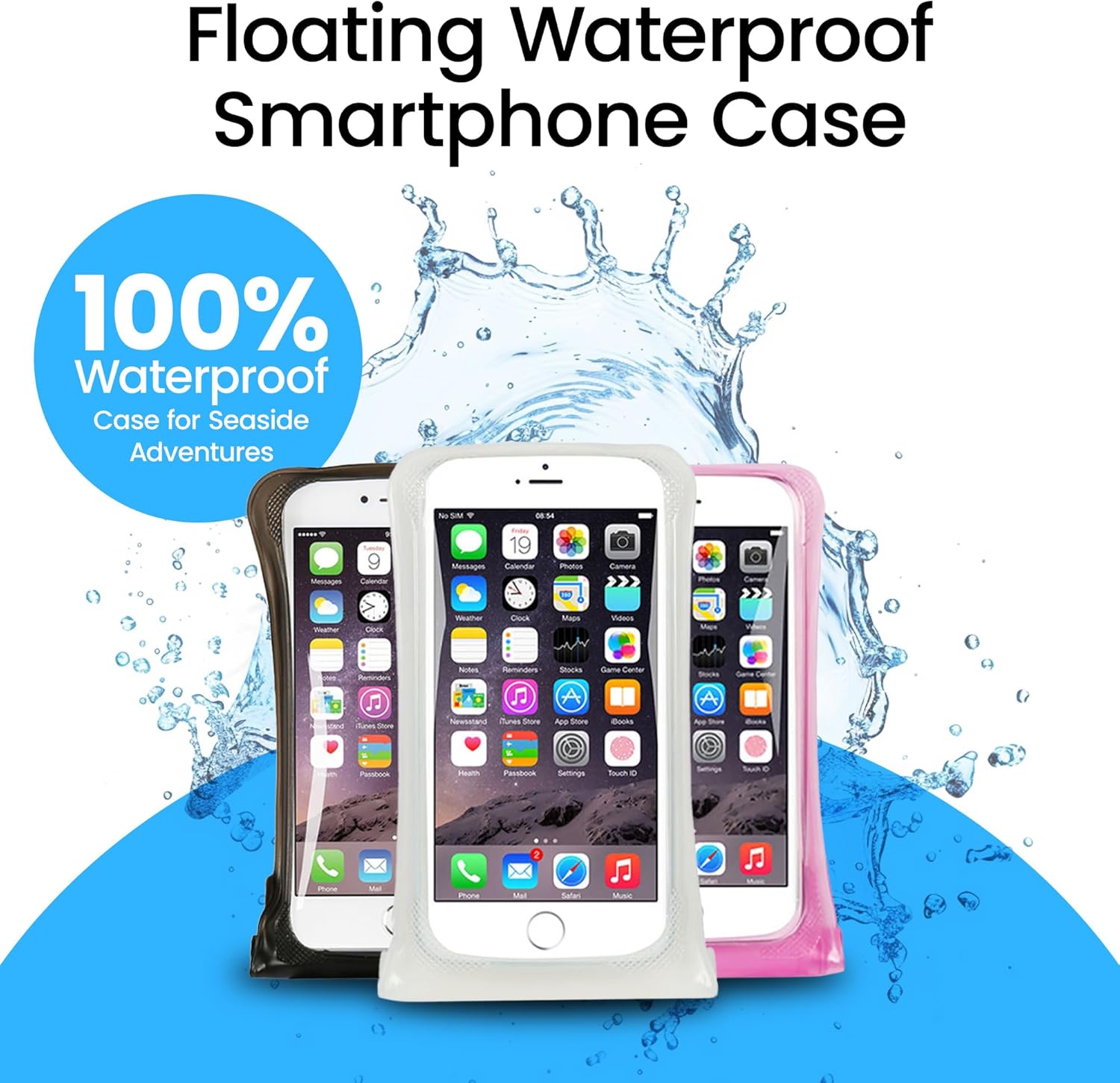 AquaVault 100% Waterproof Floating Smart Phone Case & Money Pouch - Fits All Phones - Made from Premium Heavy Duty PVC for Added Drop Protection - Includes Adjustable Neck Strap. White
