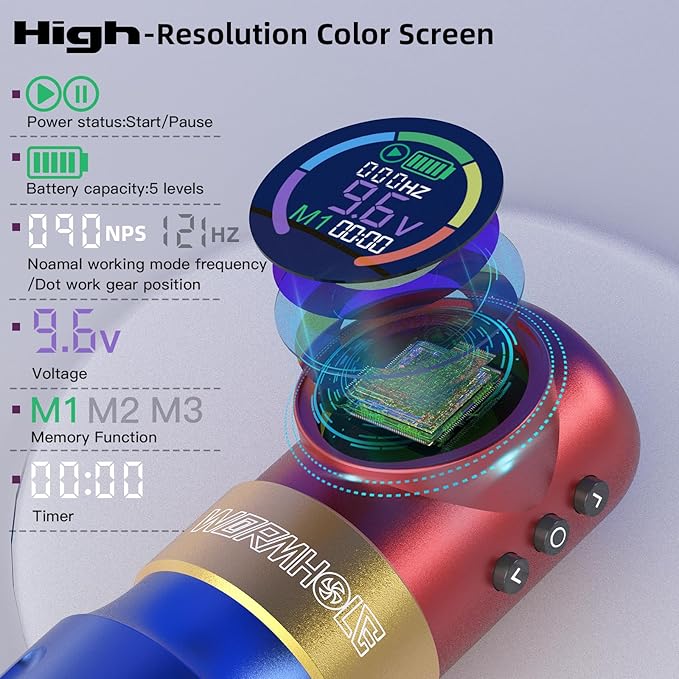 Kit Máquina Tatuar Pen Rotativa Wormhole con Pantalla LED y miniatura 3