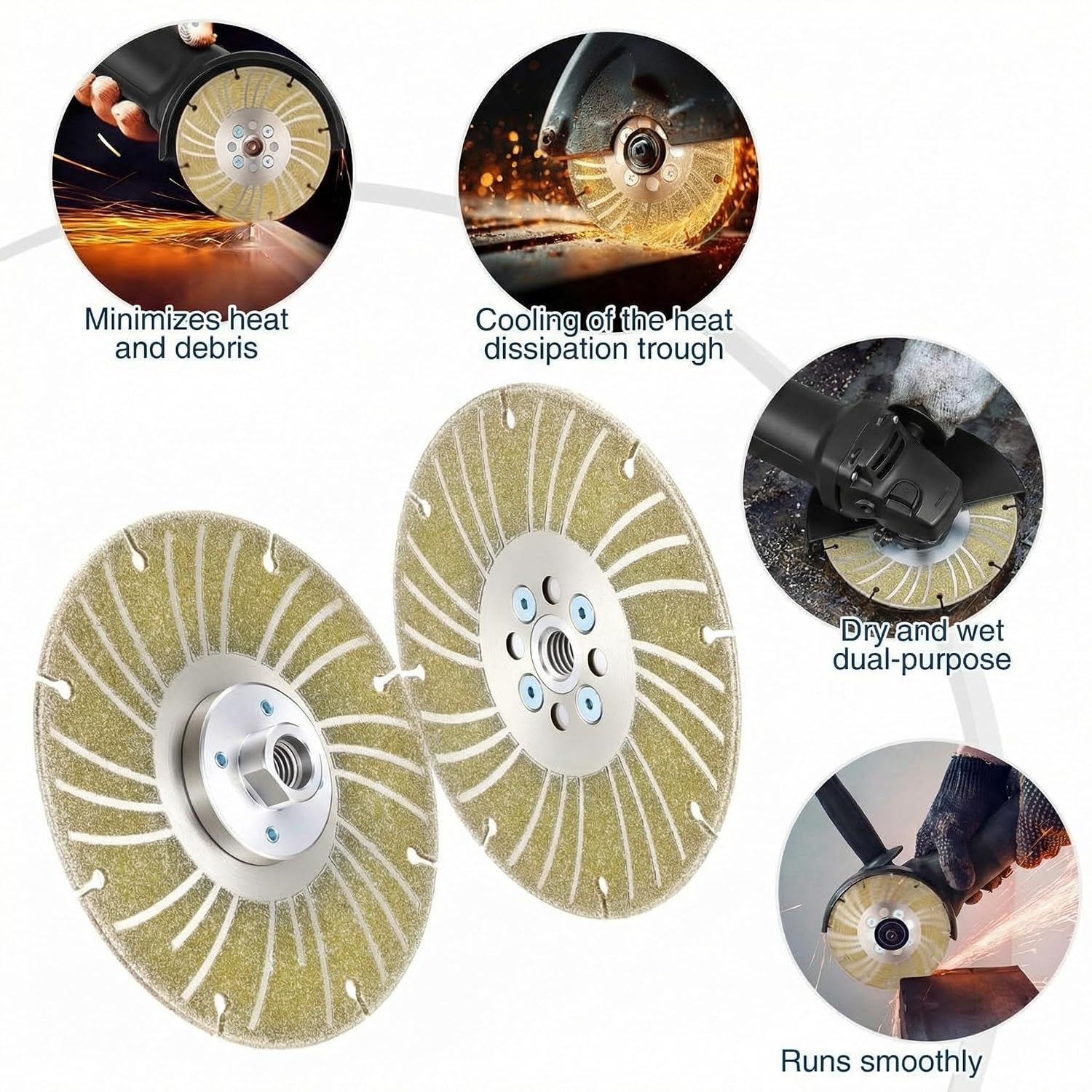 Zhehao Electroplated Diamond Grinding Wheel, 6" M14 Thread Angle Grinding Wheel Indestructible Multitool Diamond Blade Disc for Cutting Concrete Marble Shaping Porcelain Stoneware Tile Granite