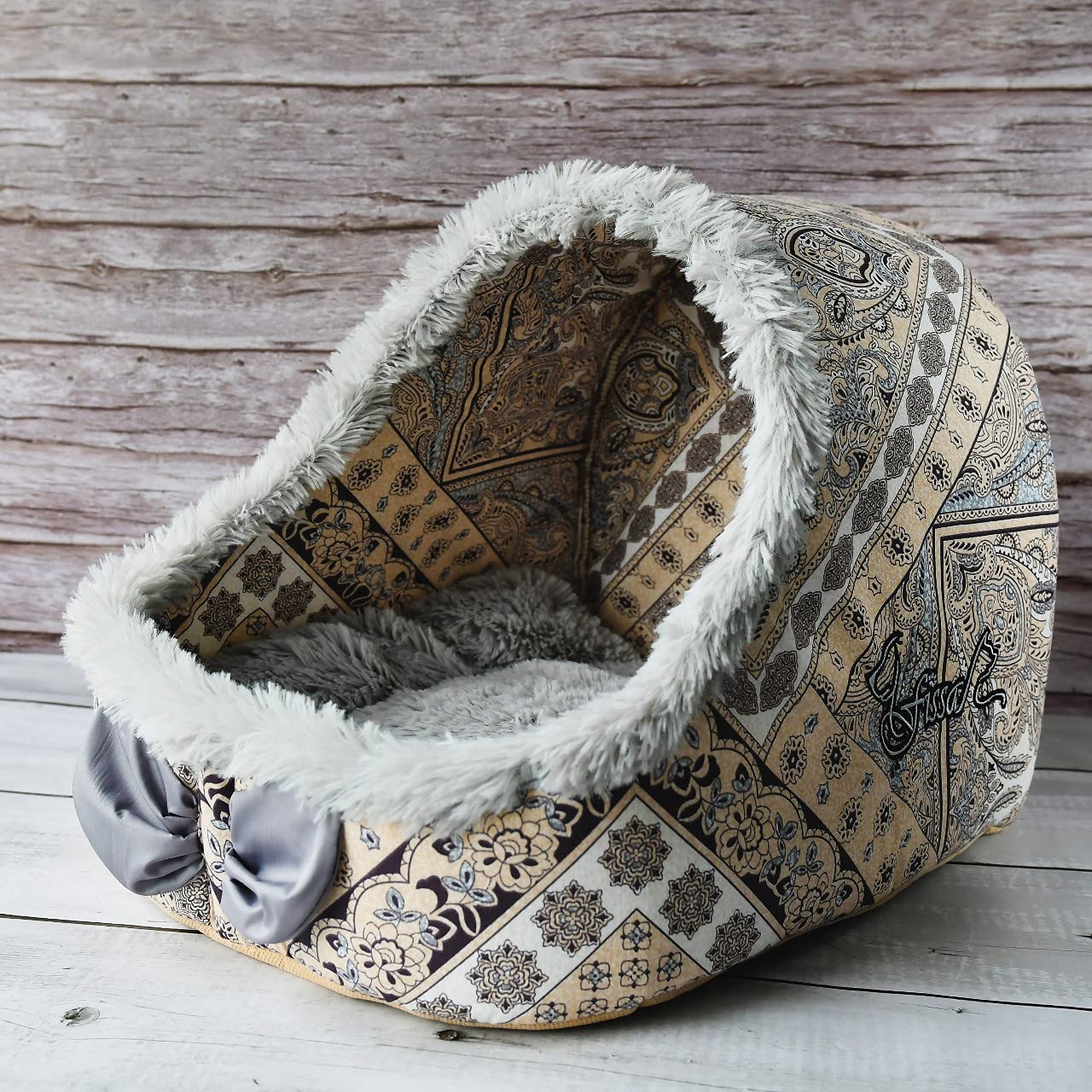 Cat Bed for Indoor Cats-Cat Cave-Washable Cat Beds-Cat Tent-Kitten Bed-Cat House for Indoor Cats-Pet Teepee-Cat Hideaway-Puppy Beds-Cute Cat Bed (Light Brown)