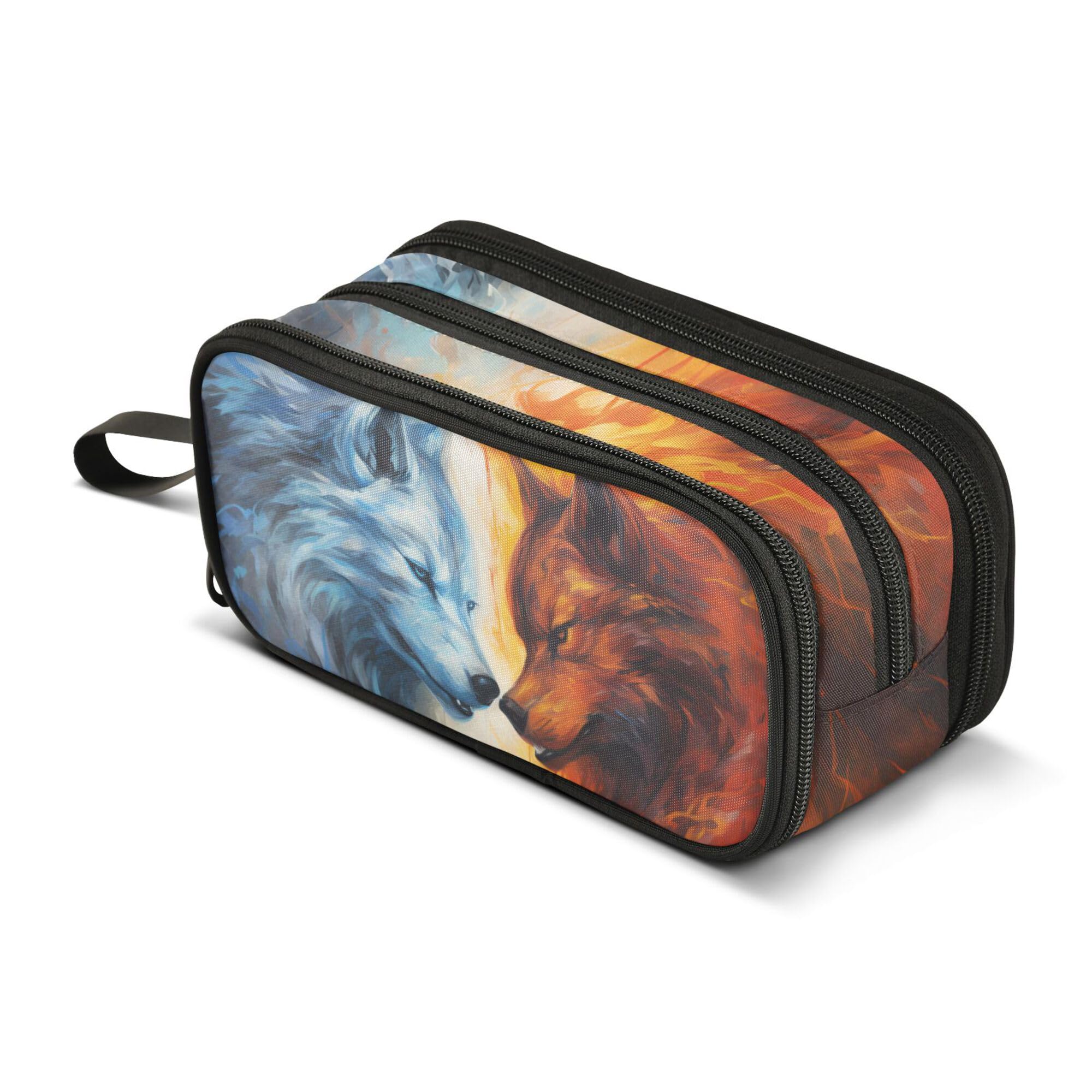 ALAZA Large Pencil Case, Big Capacity Pencil Bag Pen Pouch Holder 3 Compartments,Wolf School Office Supplies Stationery Makeup Bag Storage Organizer for Students Girls Boys Women Men — image 1