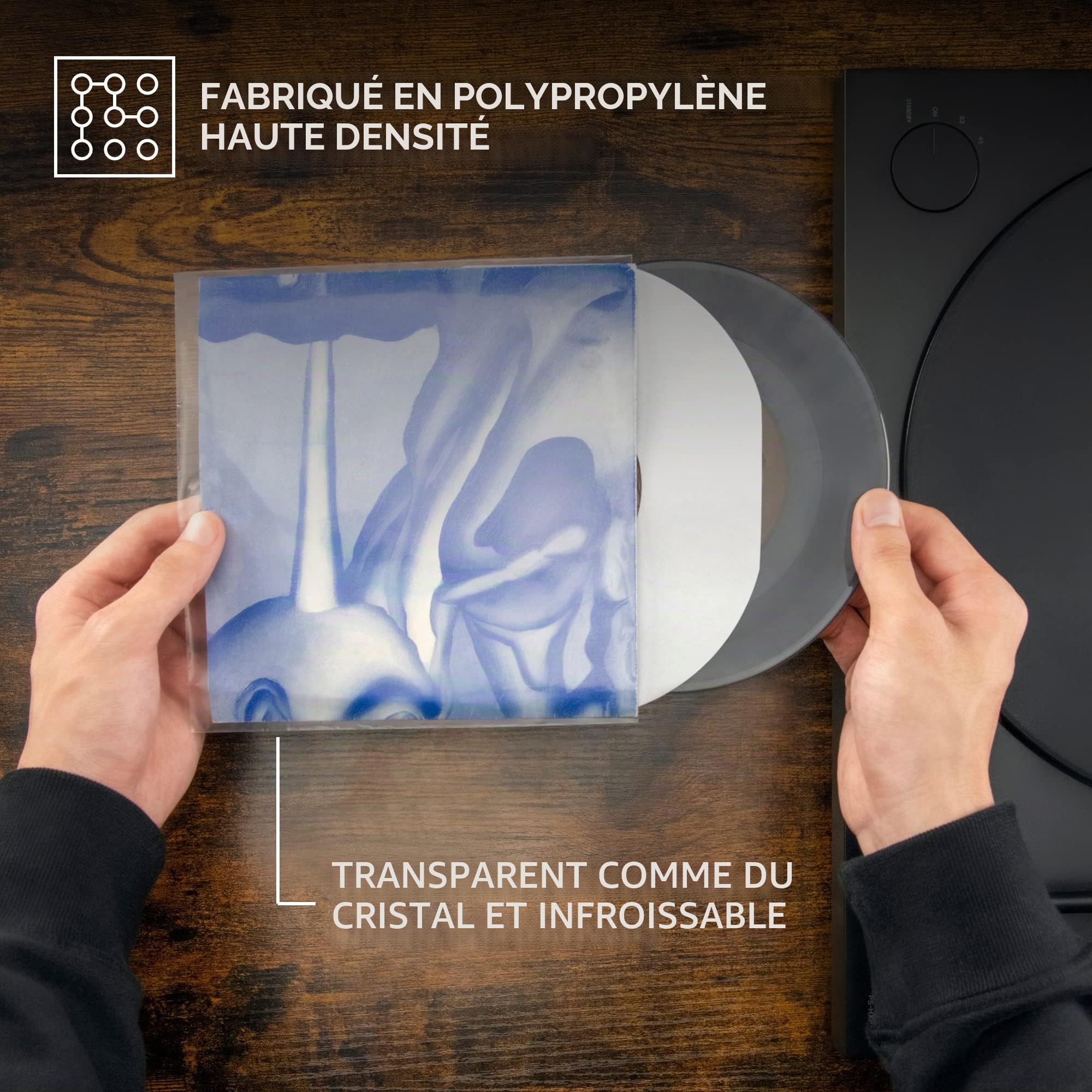 BIG FUDGE Pochettes Extérieures Vinyles 18cm x 100pcs Pochette Transparente Plastique 45 Tours 3 mil 18x18 cm