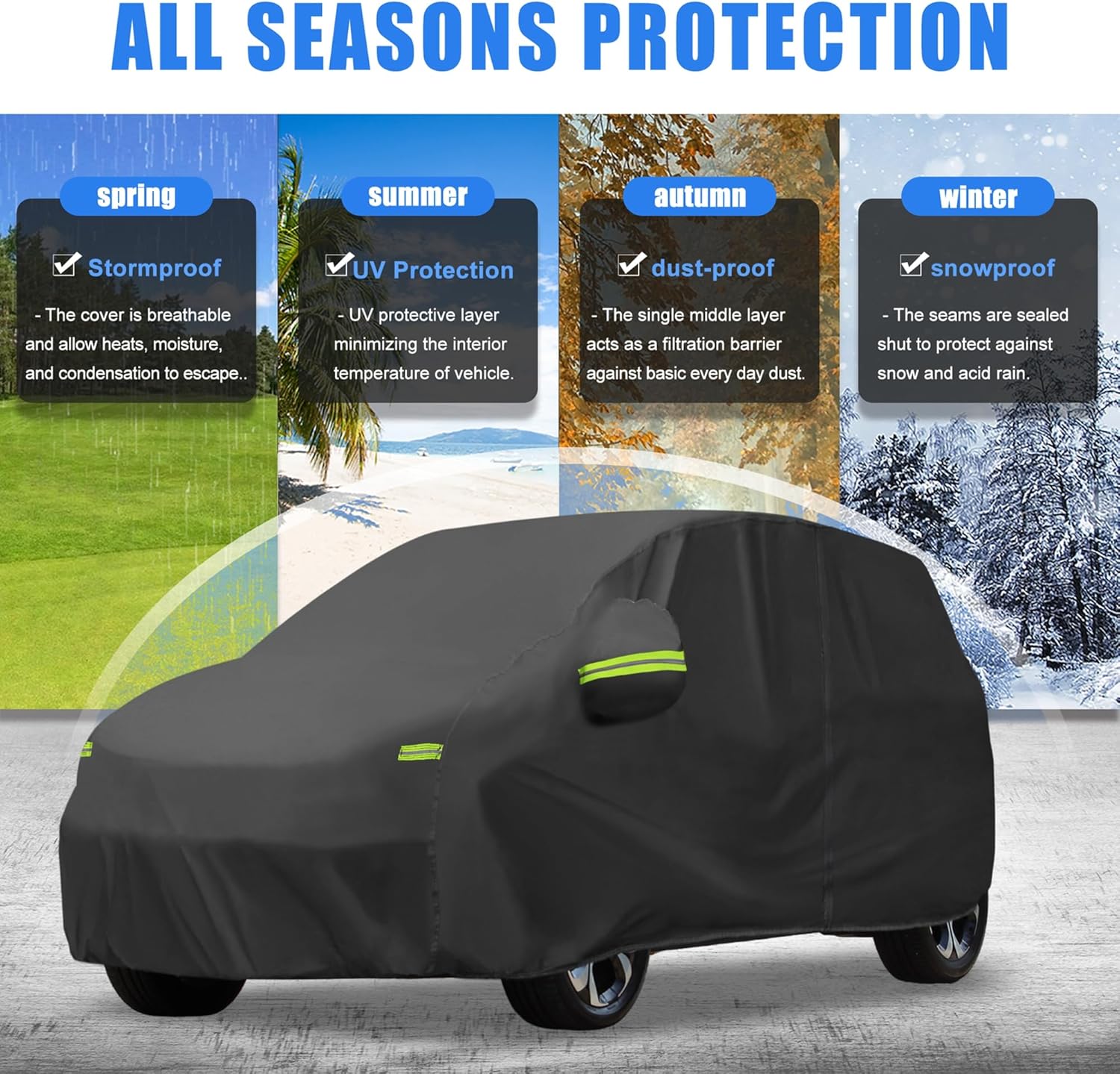 uxcell for Citroen C3 2002-2023 Cover Waterproof Car Cover Outdoor Full Car Cover All Weather Protection Rain Sun Protection with Zipper Black