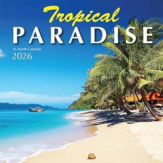 Tropical Beaches Hangable Wall Calendar Full Page Months & Travel Vacation Beach Photography Organizing Planning Gift Him Her (2026 Paradise)