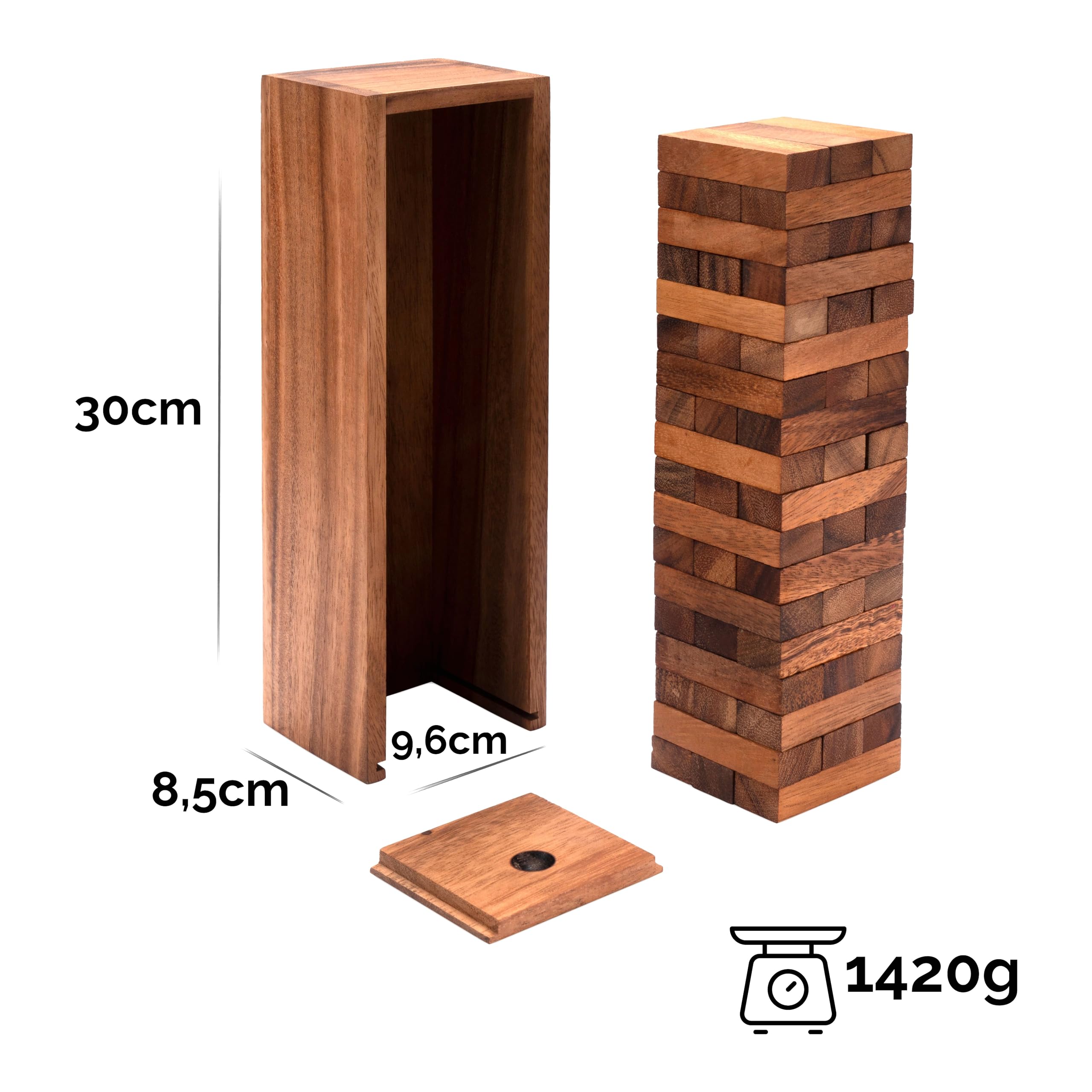 LOGOPLAY o chwiejnym rozmiarze wieży. XL - wysokość 30 cm - mieszkanie - drewniana wieża - gra zręcznościowa - drewniana gra planszowa
