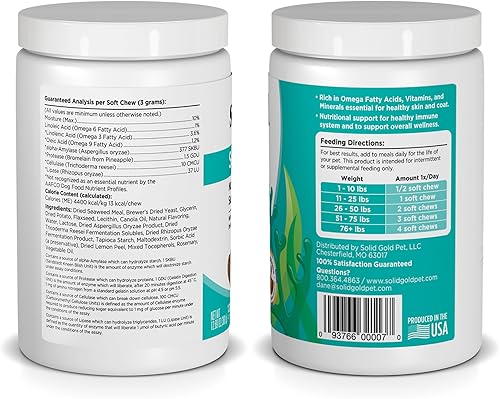 Miniatura 27 de Solid Gold Polvo multivitamínico para gatos y perros, polvo de algas, Omega 3 y vitaminas para la salud dental, digestiva, inmunológica, de la piel