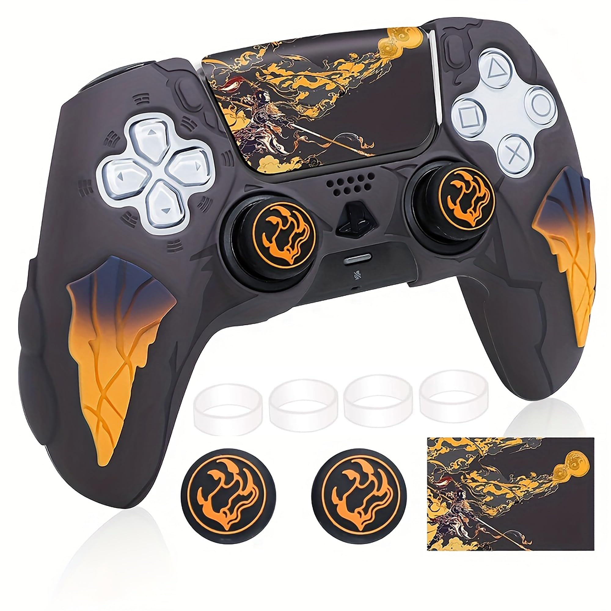 DEADSKULL PS5 Remote Silicone Sleeve – Thunder Edition Themed Anti-Slip Protective Cover Case Compatible with PlayStation 5 DualSense Controller (Black & Yellow)-image-35