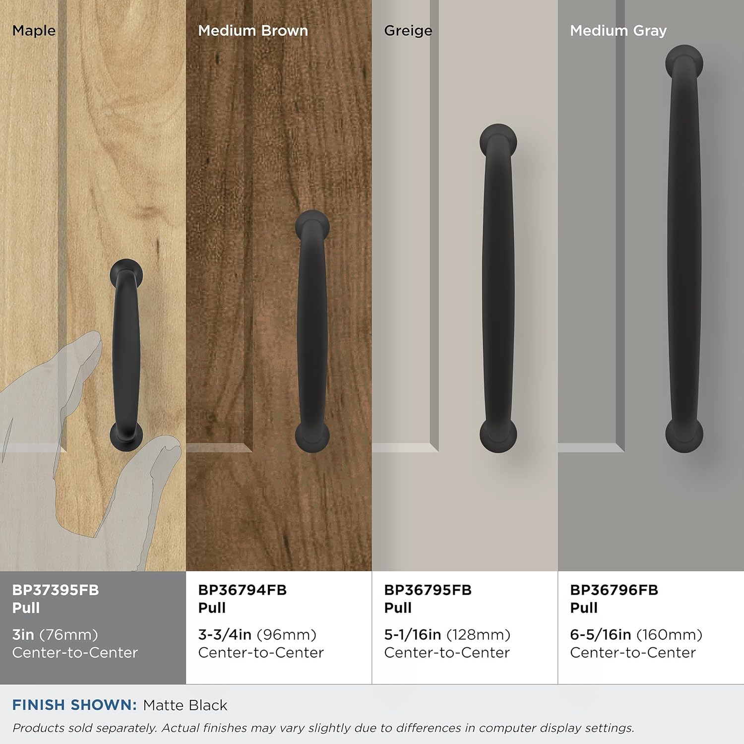 Amerock BP37395FB | Matte Black Cabinet Pull | 3 in (76 mm) Center-to-Center Cabinet Handle | Renown | Drawer Pull | Kitchen Cabinet Handle | Furniture Hardware