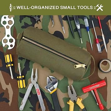 Rough Enough Waxed Canvas Small Tool Pouch Bag, Army Green