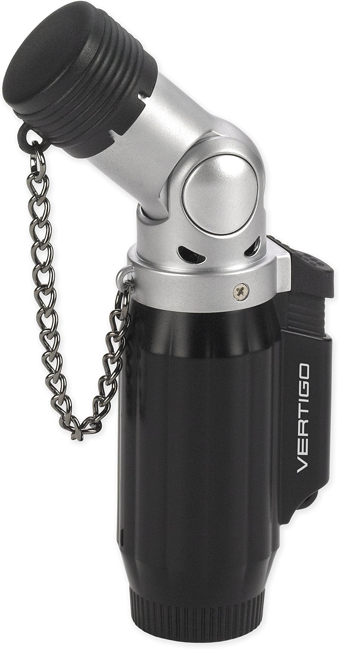 Vertigo Intimidator Quad Torch Lighter - Black Matte & Brushed Chrome