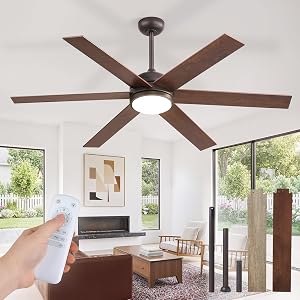 Fanbulous 58 Inch Walnut Ceiling Fans with 3CCT Lights and Remote
