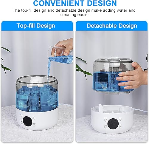 Miniatura 7 de Humidificadores para dormitorio, humidificadores ultrasónicos de niebla fría de 3 litros para el hogar, guardería y plantas, humidificador de aire