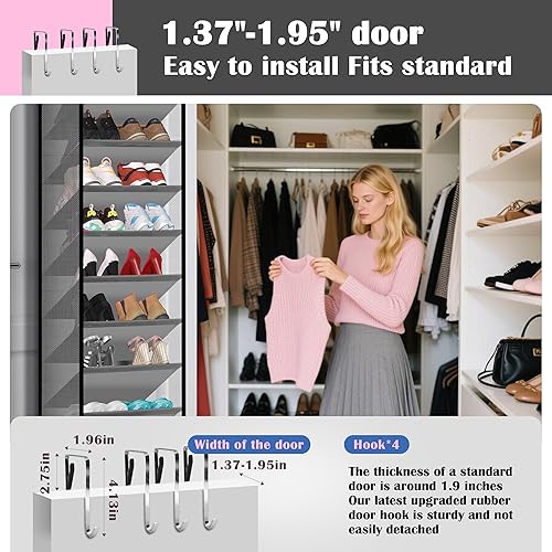 Miniatura 4 de 10 organizadores de zapatos y estante para colgar en la puerta, hechos de Oxford 600D resistente + tela no tejida, ahorro de espacio para zapatos,