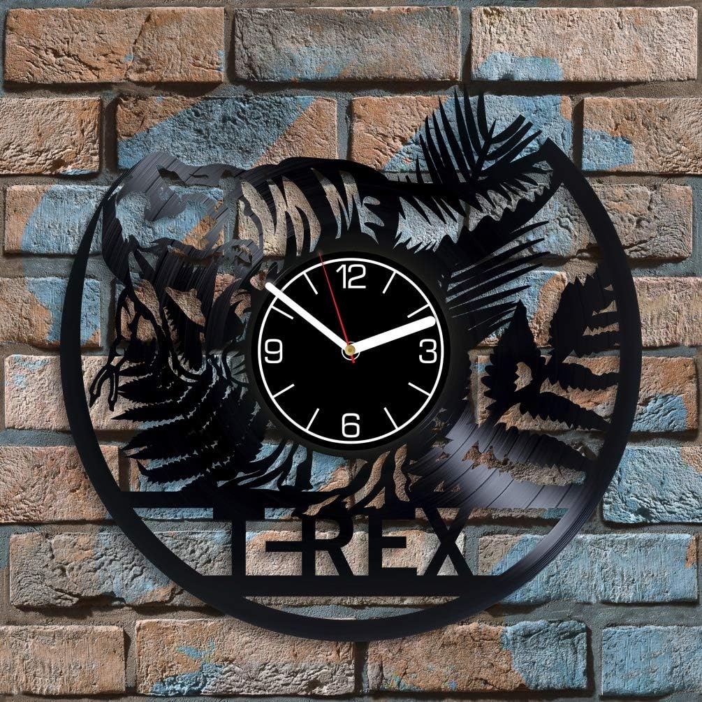 T-Rex Vinyl Record Wall Clock Animal Decoration 12 inch Wall Clock Nature Art Birthday Gift for Boy Dinosaur Wall Art Animal Clock Nature Wall Clock Modern T-Rex Vinyl Clock Xmas Gift for Man