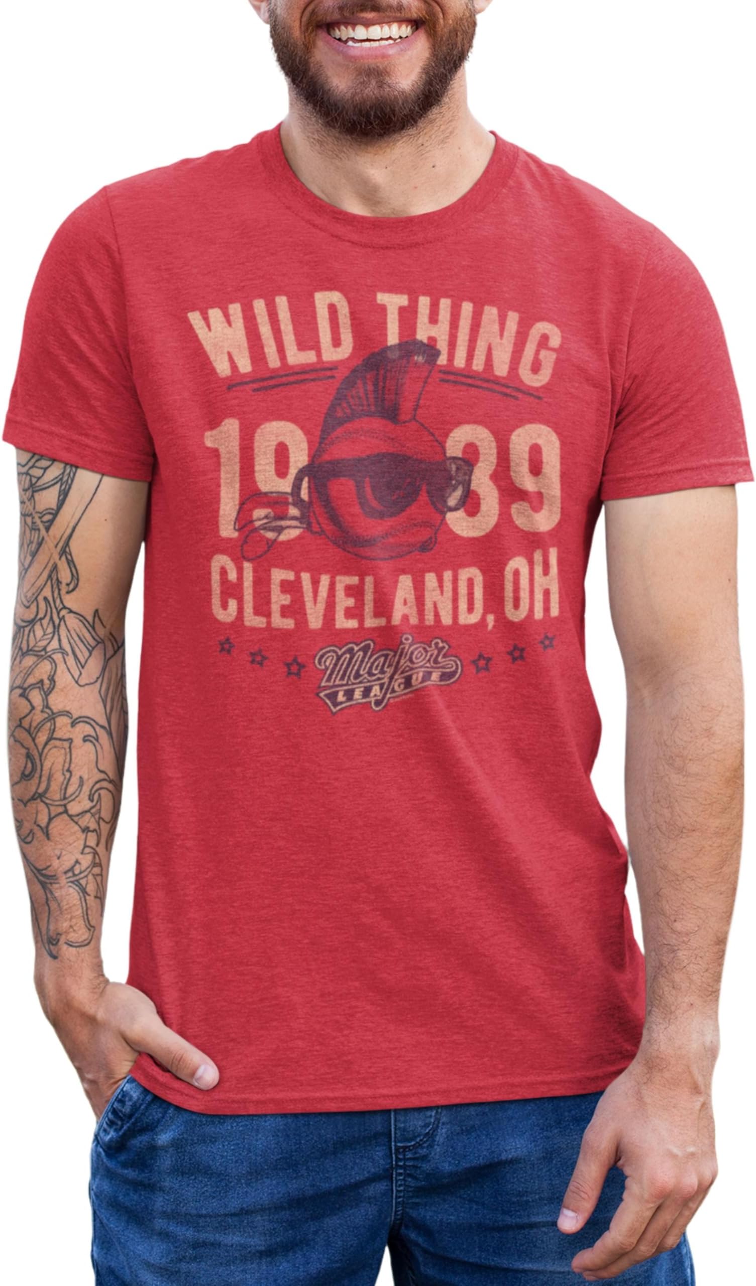 Major League 1989 Sports Comedy Movie Wild Thing Vintage Red HTHR Adult T-Shirt
